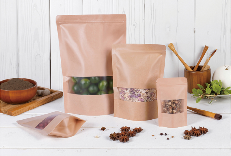 窓付きクラフト紙ジッパ一バッグ